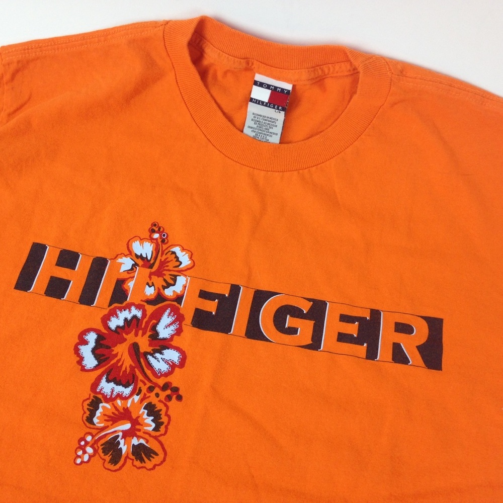 Tommy Hilfiger vintage Spellout Floral orange tee